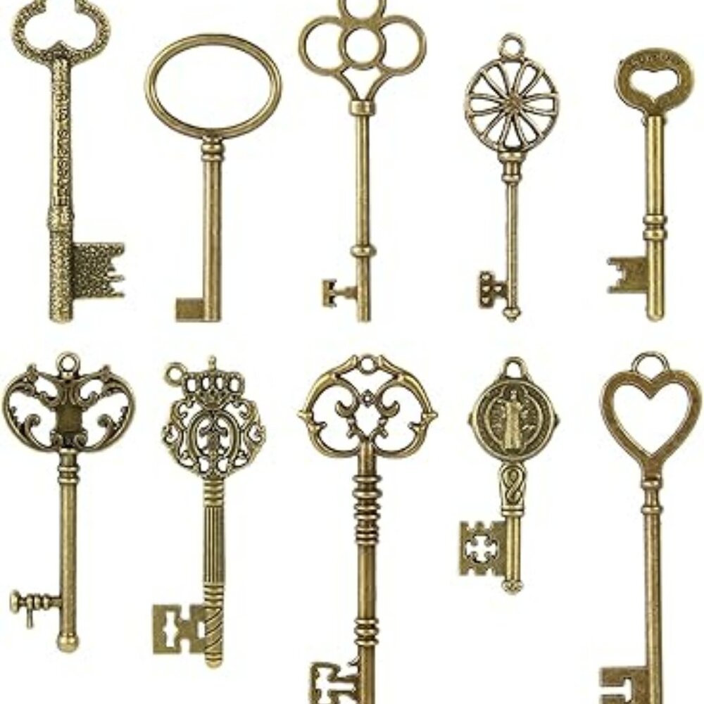 Skeleton Keys‎ Set Filigree Steampunk Keys Antique Bronze Keys Charms Pendants